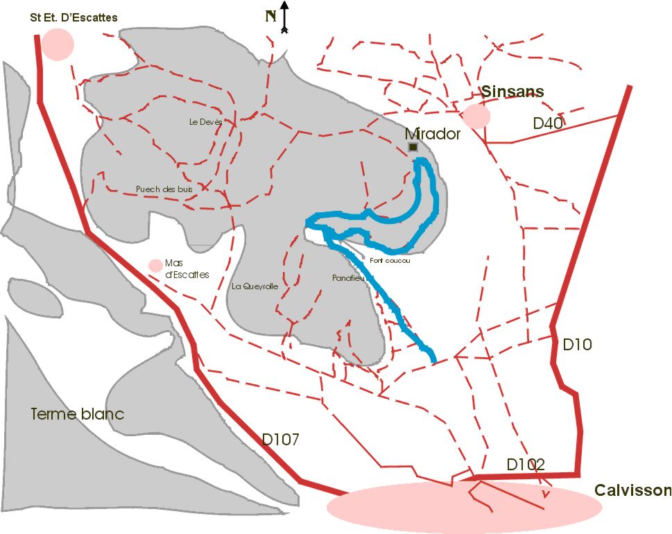 Plan de la balade de Sinsans